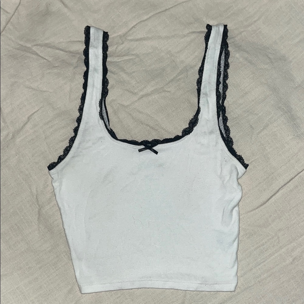 Pacsun White Tank with Black Lace